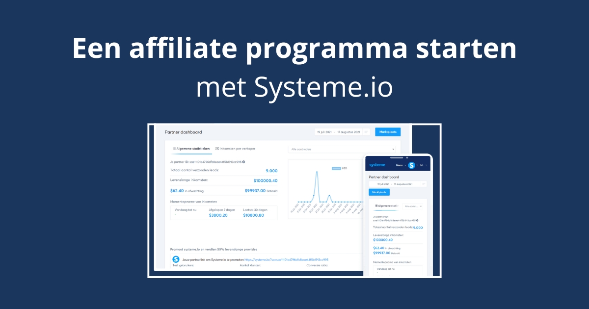 Een affiliate programma starten met Systeme.io